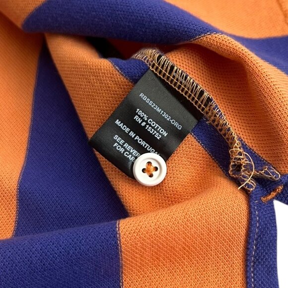 Rowing Blazers Mens Pique Striped Polo Orange Purple Size L NWT Preppy Eclectic - Picture 8 of 12